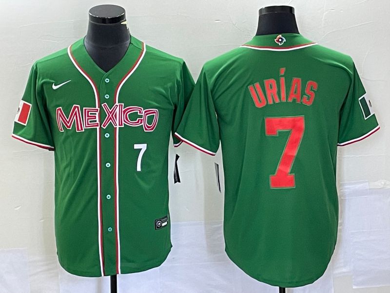 Men 2023 World Cub Mexico #7 Urias Green orange Nike MLB Jersey2